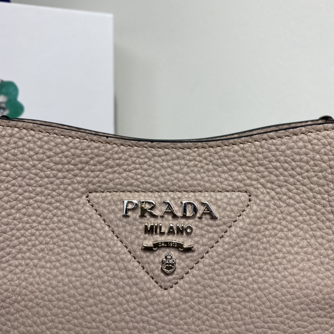 Prada Leather Shoulder Bag Handbag Tote Travertine 1BH191